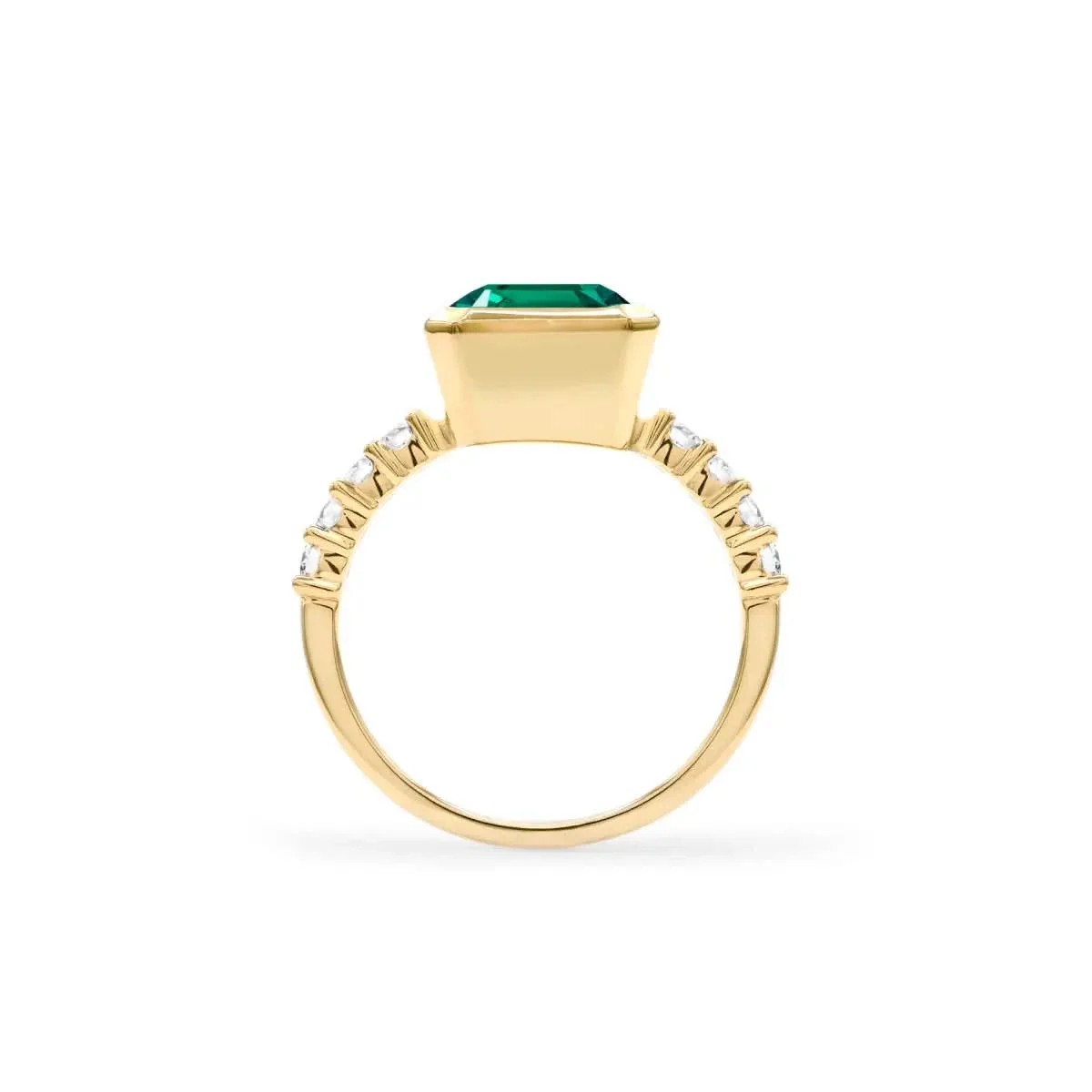 Warren Vertical Emerald Ring with Diamonds in 14k Gold (May) - Image 5
