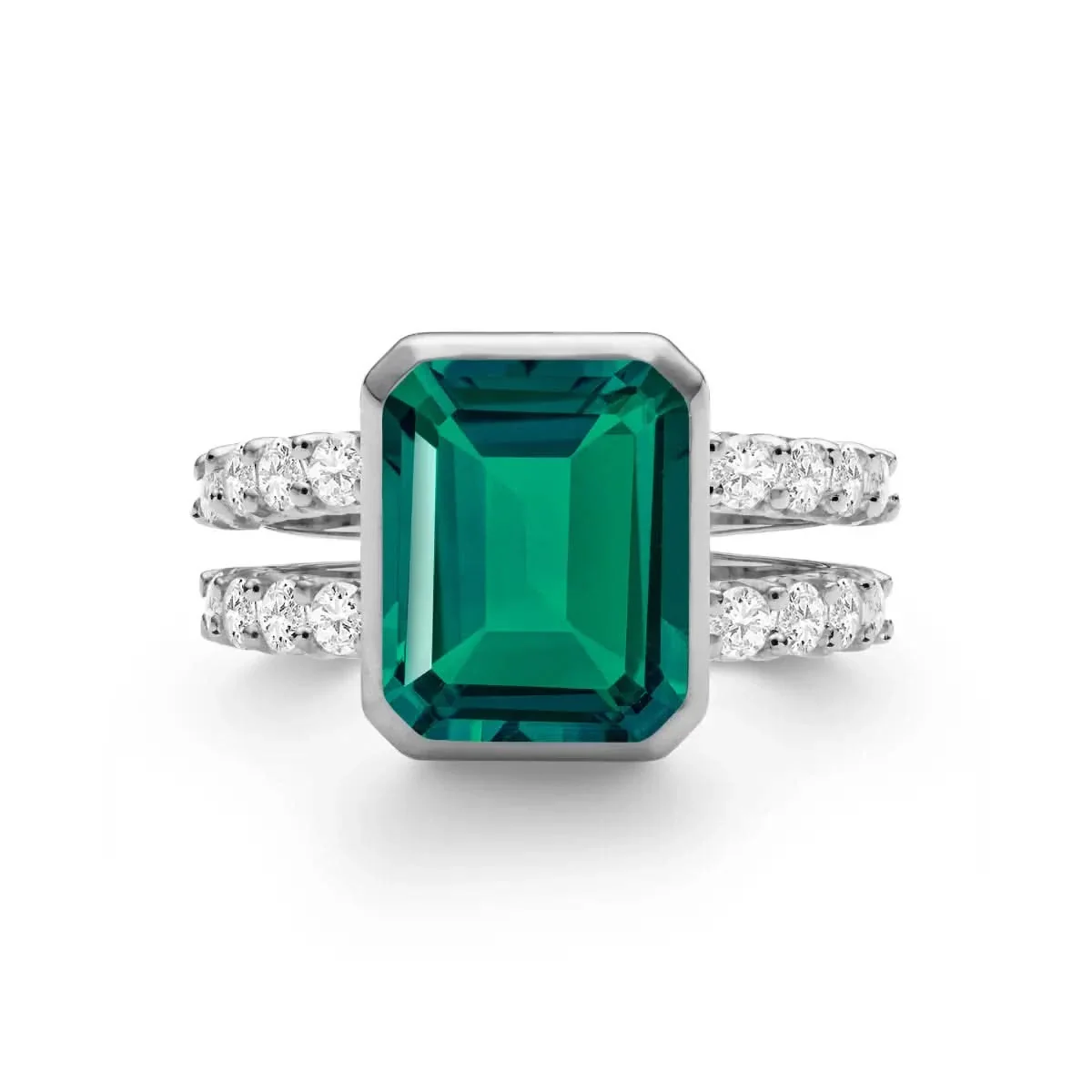 Warren Vertical Emerald Ring with Diamonds in 14k Gold (May) - Image 8
