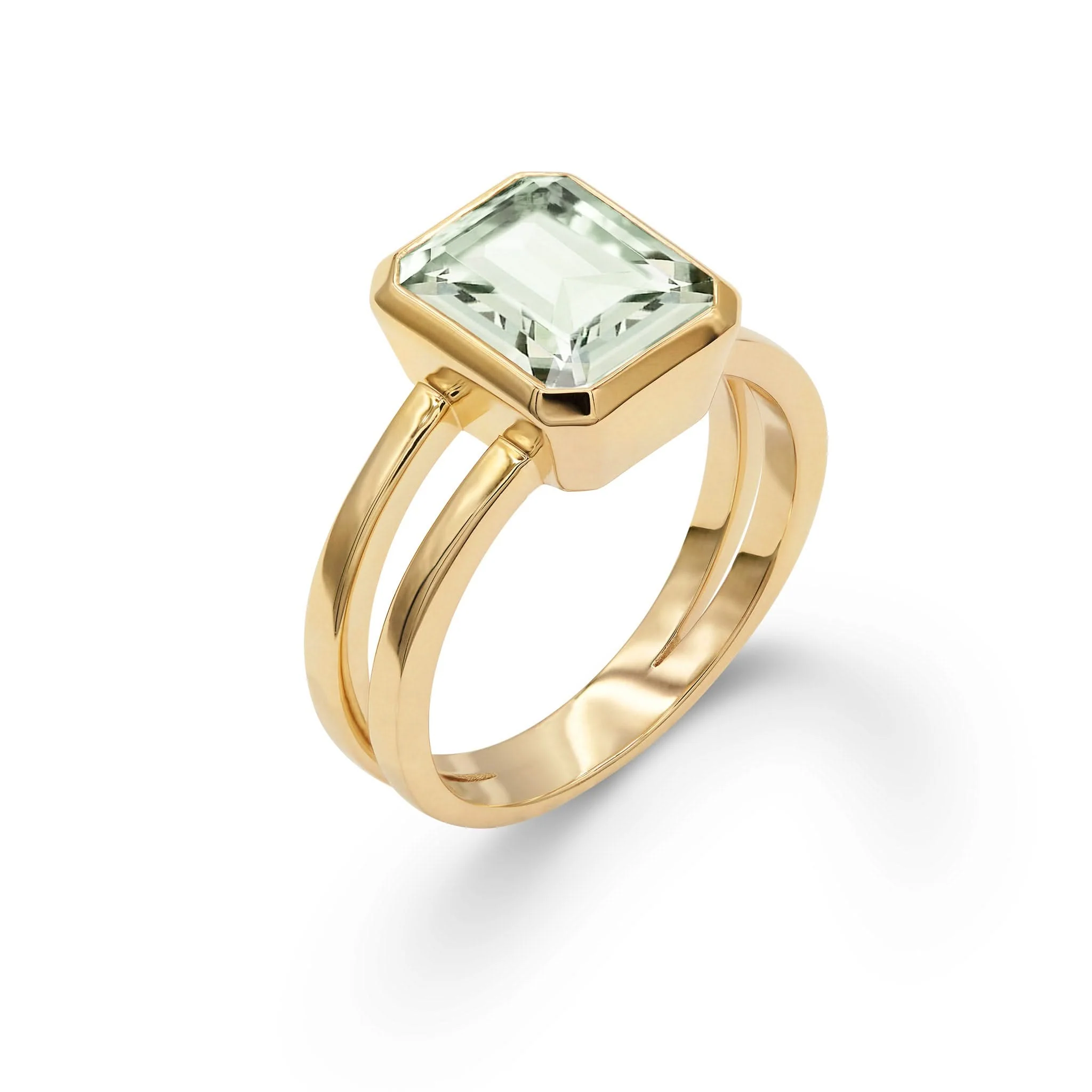 Warren Vertical Green Amethyst Ring in 14k Gold (February) - Image 4