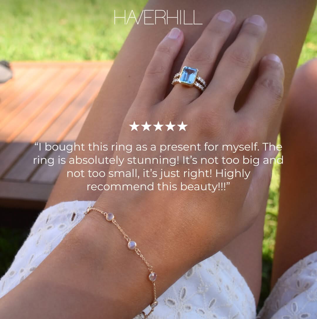 Warren Vertical Nantucket Blue Topaz Ring with Diamonds in 14k Gold (December) - Image 11