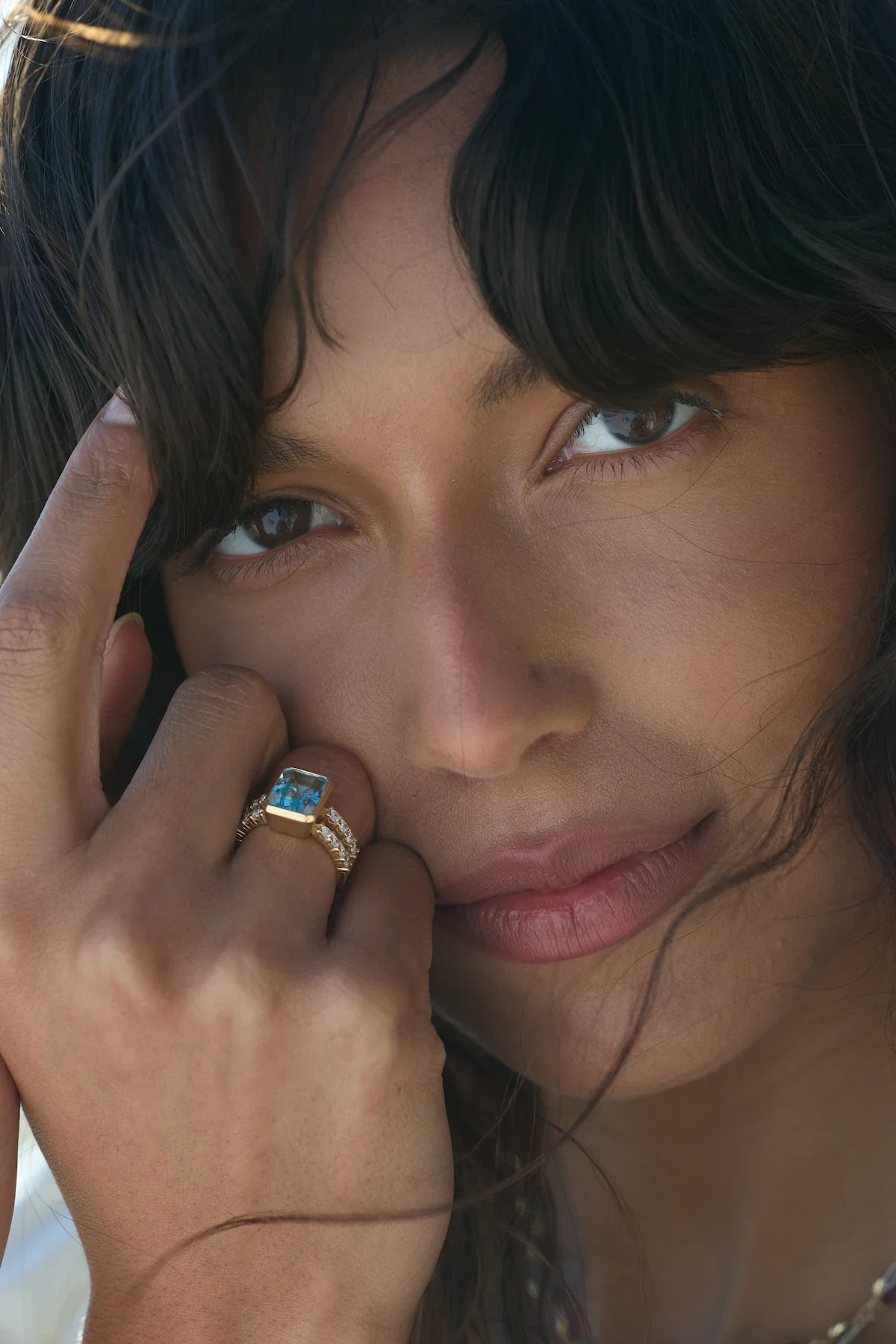 Warren Vertical Nantucket Blue Topaz Ring with Diamonds in 14k Gold (December) - Image 7