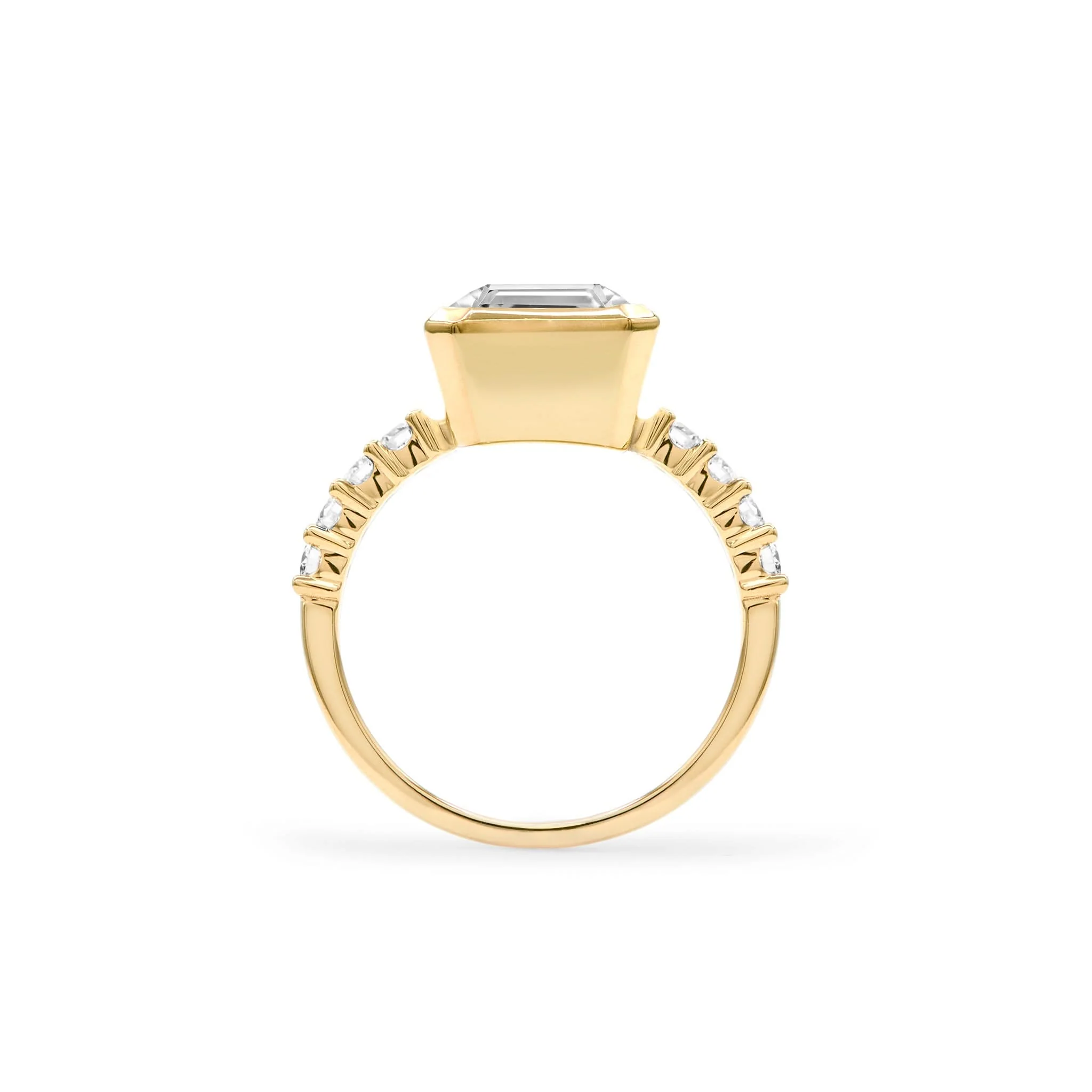 Warren Vertical White Topaz Ring with Diamonds in 14k Gold (April) - Image 5