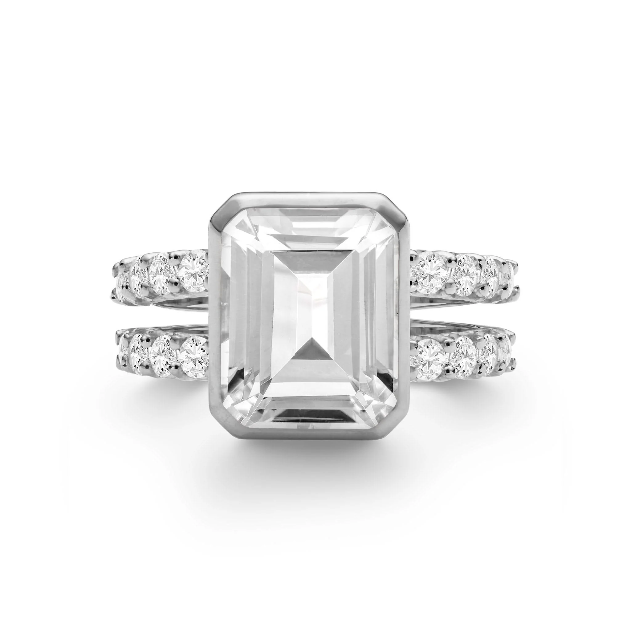 Warren Vertical White Topaz Ring with Diamonds in 14k Gold (April) - Image 7