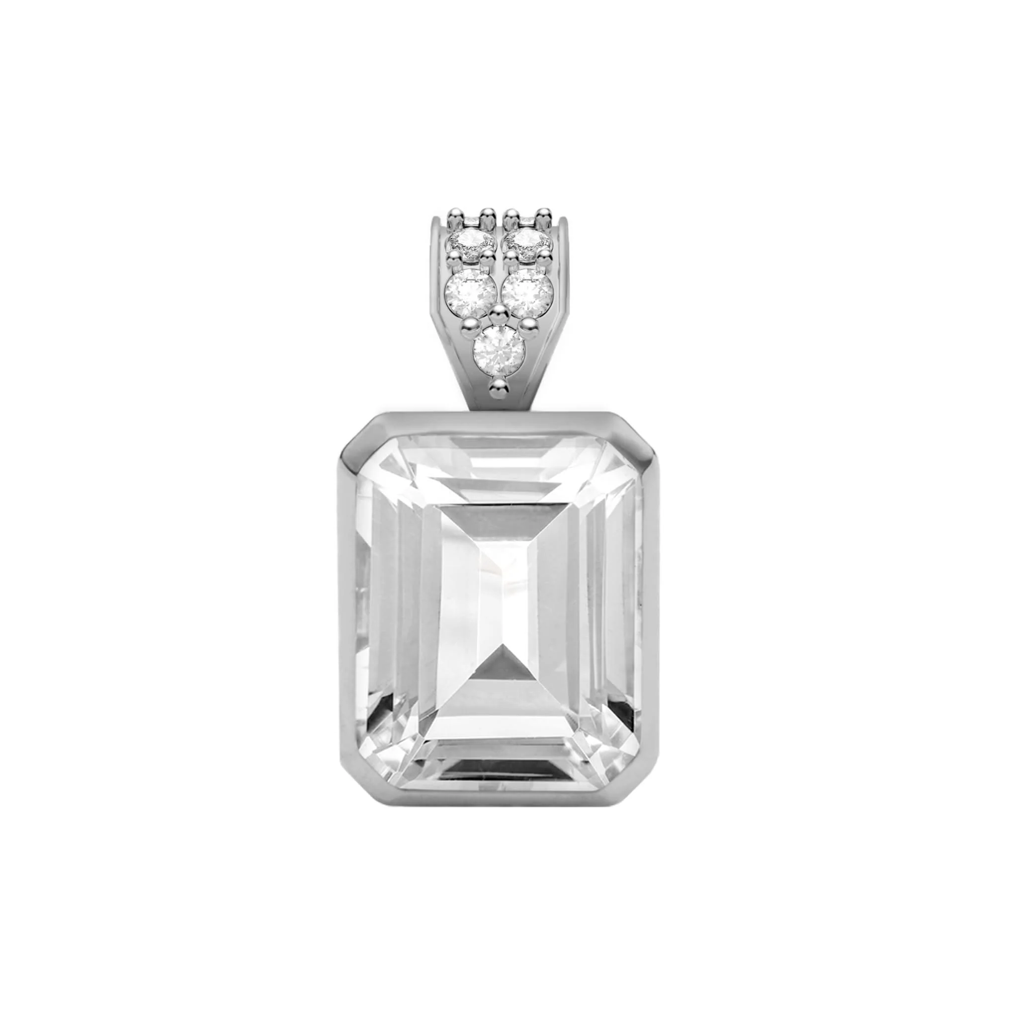 Warren White Topaz Pendant with Diamond Bail in 14k Gold (April) - Image 5